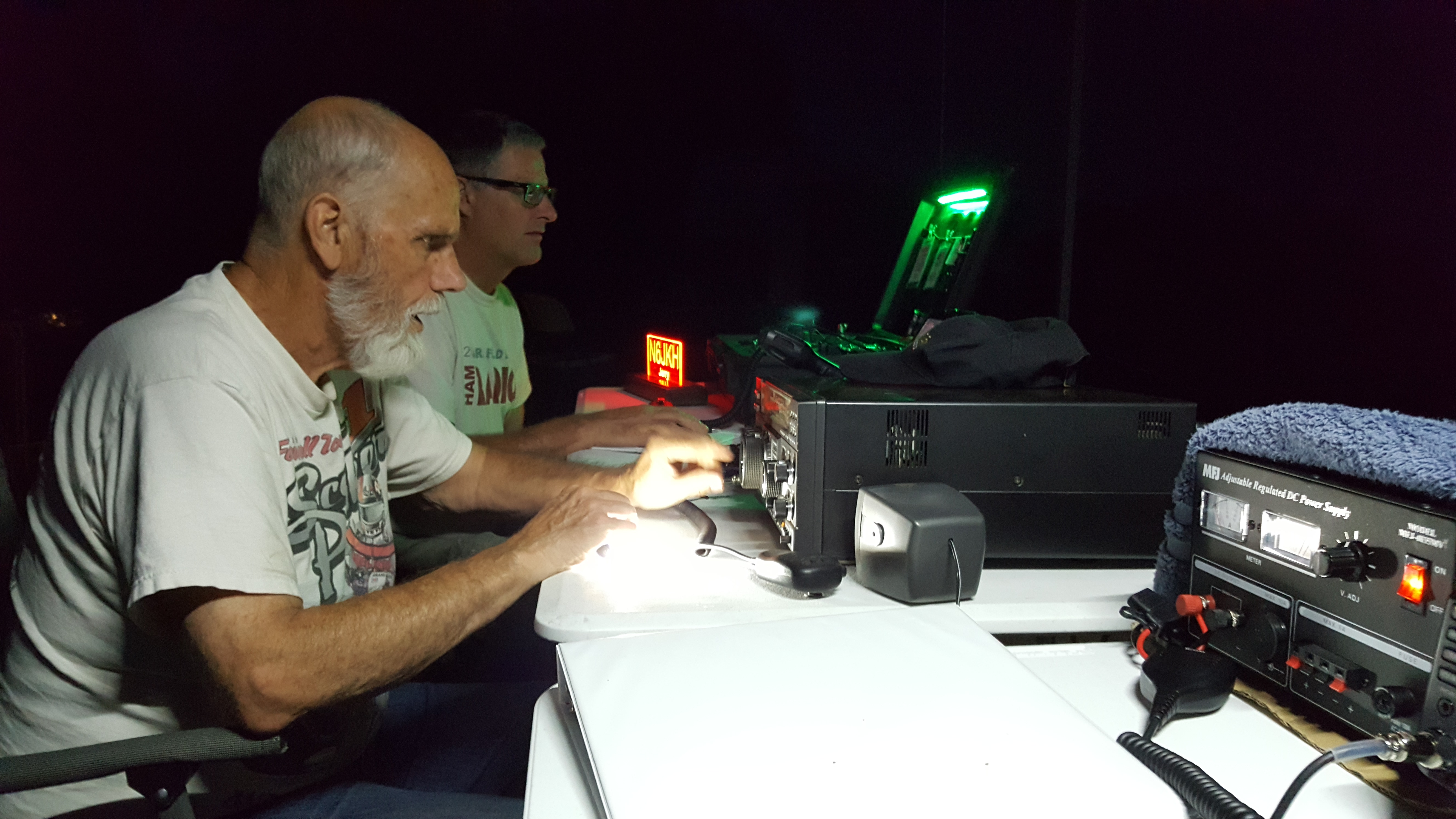 Gary IKE operates evening Field Day contacts