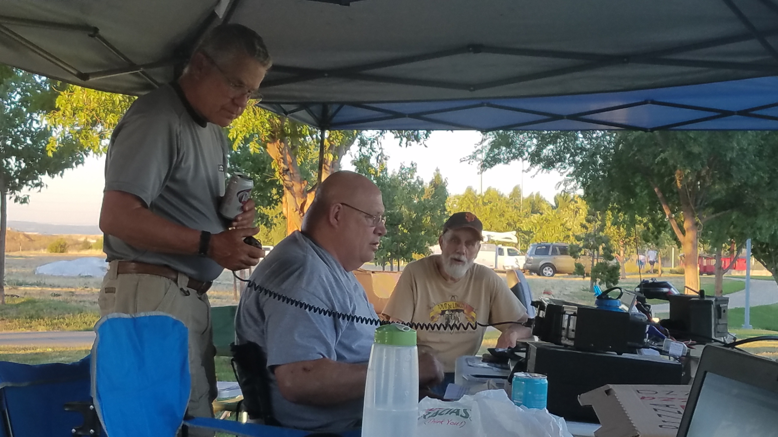 Roger OU, Don DPH, and Gary IKE work Field Day contacts