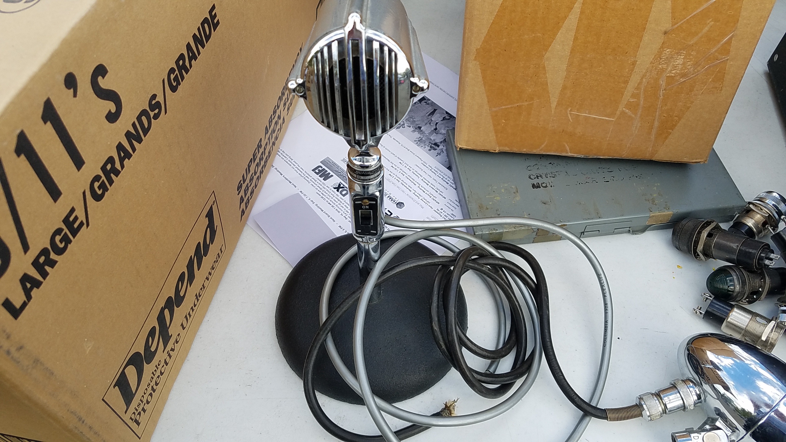 A vintage base station microphone