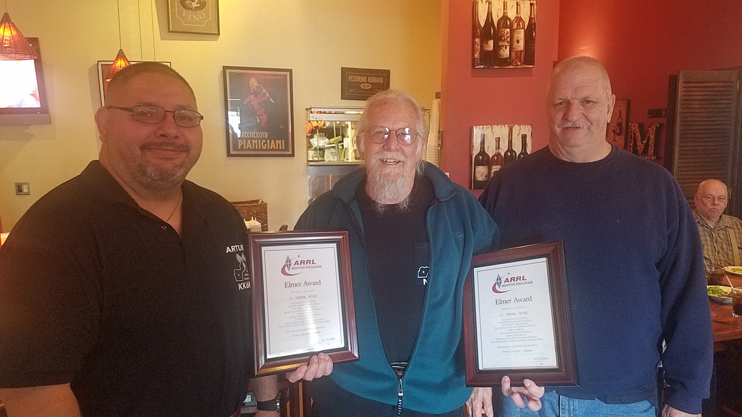 LC VQC holds both ARRL Elmer Awards from Art NFM and Chuck DOA