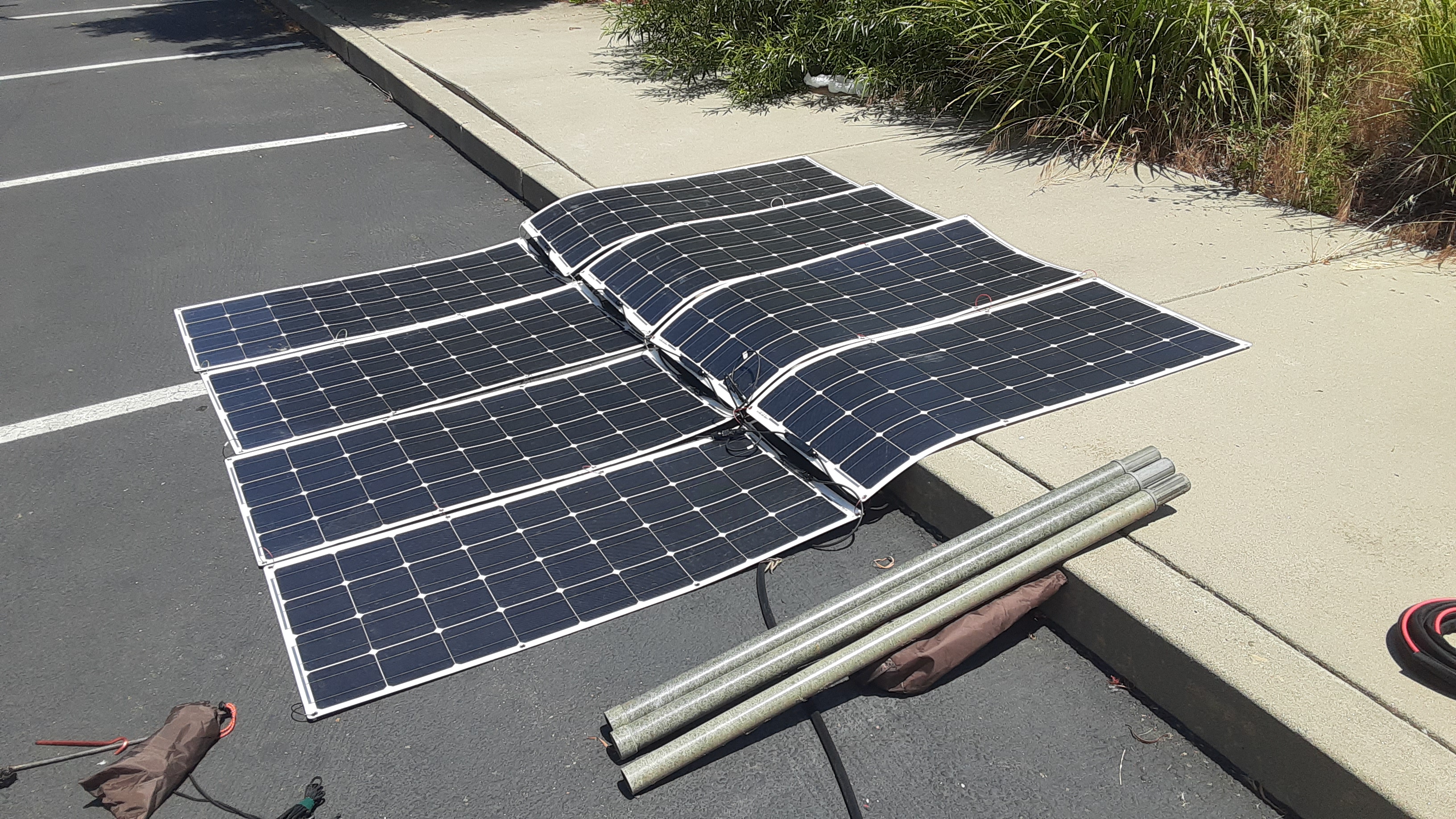 Jason uses flexible solar power panels to power the trailer